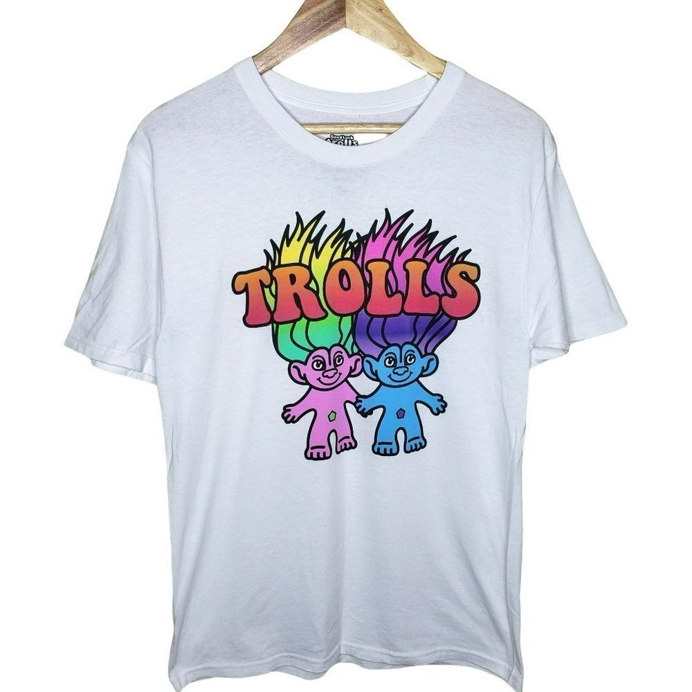WOMENS Good Luck Trolls Tee T Shirt Retro Neon 90s Size Medium 60th Anniversary
